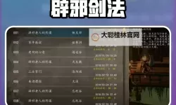 《侠客风云传》剑法天赋武功搭配心得